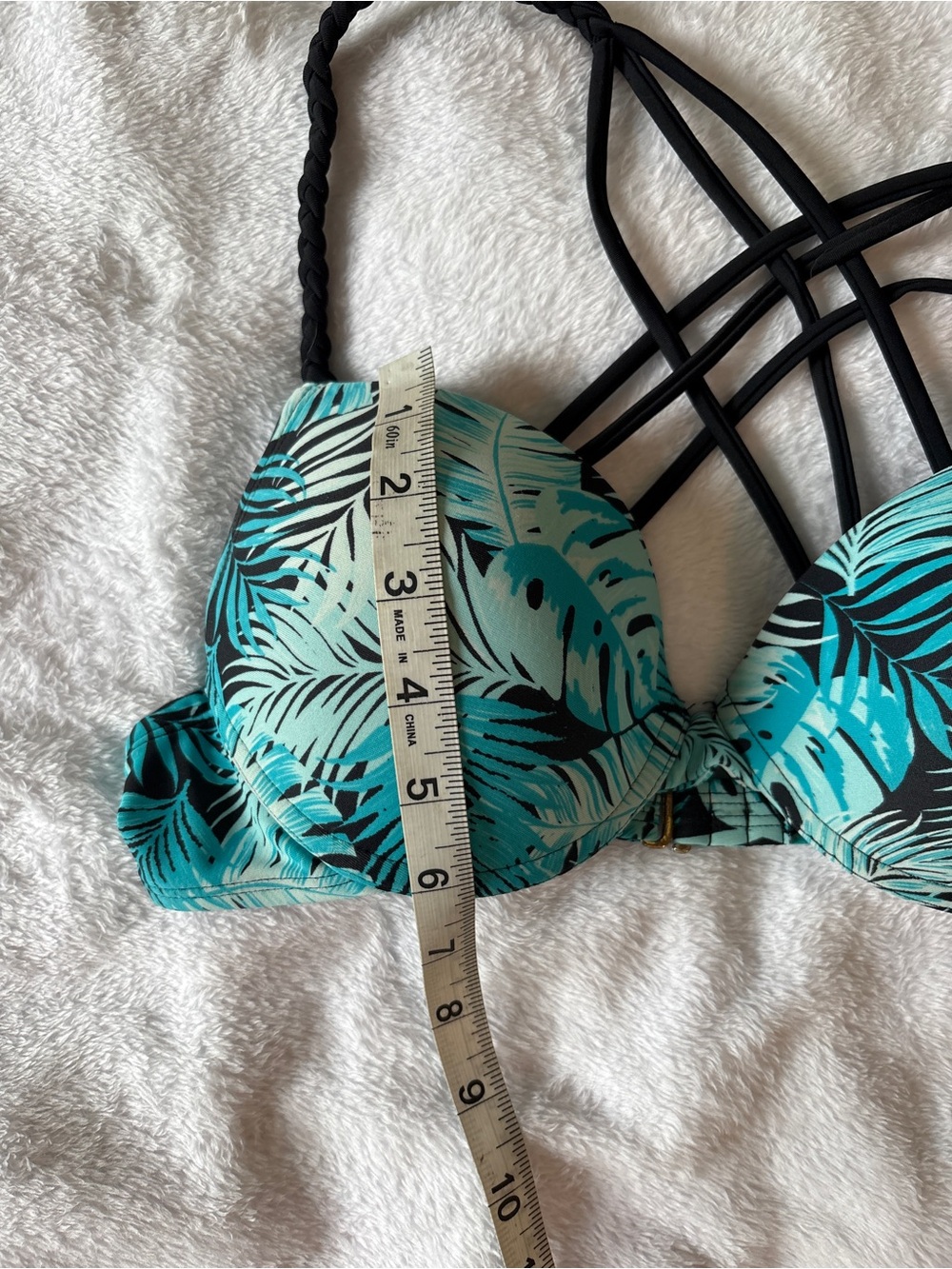 Trillium Black and Teal Swimwear Top - Picture 7 of 9